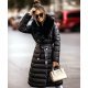 Geaca dama de iarna parka, lunga, neagra, din fas, cu guler din blana eco, Dasha 2 - jojofashion.ro