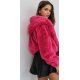 Geaca dama de iarna scurta, blana eco, roz fucsia, cu buzunare si gluga, Rosary Geaca dama de iarna scurta, blana eco, roz fucsia, cu buzunare si gluga, Rosary 3 - jojofashion.ro