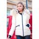 Geaca dama de iarna scurta, crem, matlasata, cambrata, cu gluga si blanita, Pinky 4 - jojofashion.ro