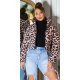 Geaca dama de iarna scurta, din nylon, leopard print, bomber, crop, Esmeray 2 - jojofashion.ro