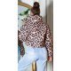 Geaca dama de iarna scurta, din nylon, leopard print, bomber, crop, Esmeray 3 - jojofashion.ro