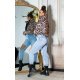 Geaca dama de iarna scurta, din nylon, leopard print, bomber, crop, Esmeray 5 - jojofashion.ro