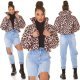 Geaca dama de iarna scurta, din nylon, leopard print, bomber, crop, Esmeray 8 - jojofashion.ro