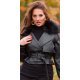 Geaca dama de iarna scurta, din piele eco neagra, cu guler din blana, Kaleea 2 - jojofashion.ro