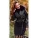 Geaca dama de iarna scurta, din piele eco neagra, cu guler din blana, Kaleea 3 - jojofashion.ro