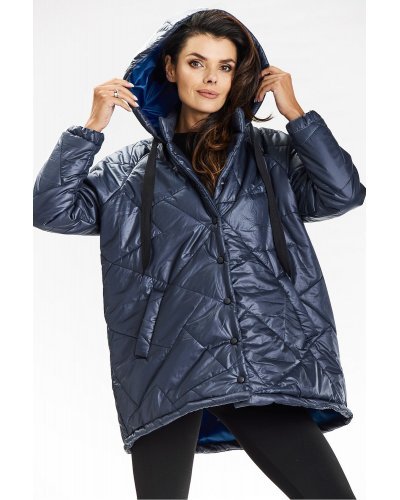 Geaca dama de iarna scurta, matlasata, bleumarin navy, cu gluga, Lynette1 Geaca dama de iarna scurta, matlasata, bleumarin navy, cu gluga, Lynette1 - jojofashion.ro