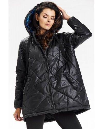 Geaca dama de iarna scurta, matlasata, neagra, cu gluga, Lynette Geaca dama de iarna scurta, matlasata, neagra, cu gluga, Lynette - jojofashion.ro