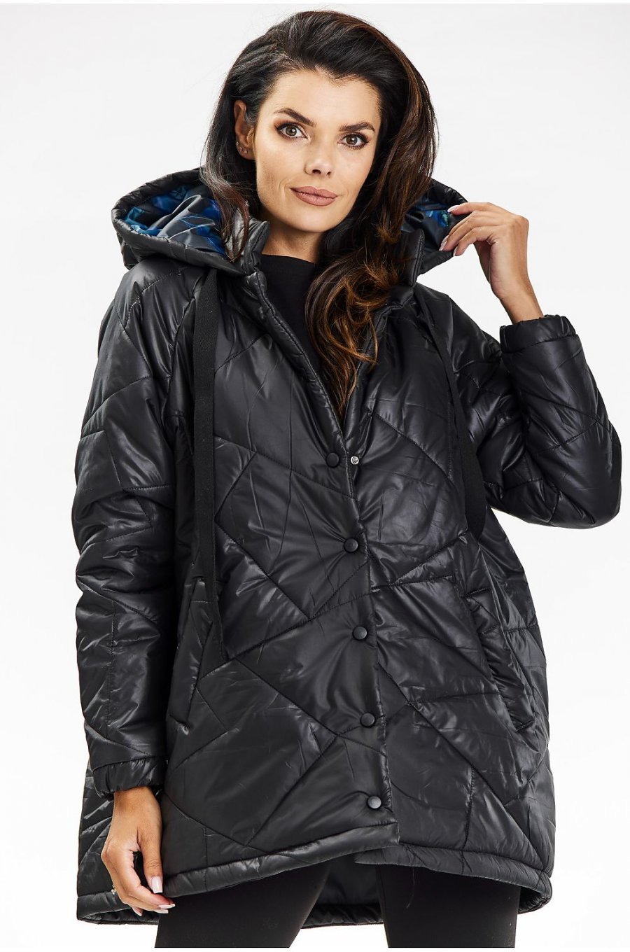 Geaca dama de iarna scurta, matlasata, neagra, cu gluga, Lynette Geaca dama de iarna scurta, matlasata, neagra, cu gluga, Lynette 4 - jojofashion.ro