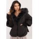 Geaca dama de iarna, scurta, matlasata, neagra, cu gluga si blanita, Aaralyn 2 - jojofashion.ro