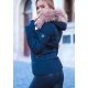 Geaca dama de iarna scurta, neagra, matlasata, cambrata, cu gluga si blanita roz, Pinky 3 - jojofashion.ro