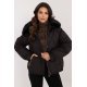 Geaca dama de iarna scurta, neagra, matlasata, cu gluga si blanita, Letizia1 2 - jojofashion.ro