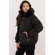 Geaca dama de iarna scurta, neagra, matlasata, cu gluga si blanita, Letizia1 3 - jojofashion.ro