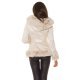 Geaca dama de iarna, scurta, piele eco bej, cu gluga si blanita, Musse 3 - jojofashion.ro