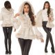 Geaca dama de iarna, scurta, piele eco bej, cu gluga si blanita, Musse 8 - jojofashion.ro