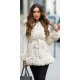 Geaca dama de iarna scurta, piele eco intoarsa, bej, cu gluga, Jaya 2 - jojofashion.ro