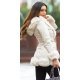 Geaca dama de iarna scurta, piele eco intoarsa, bej, cu gluga, Jaya 3 - jojofashion.ro