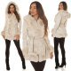 Geaca dama de iarna scurta, piele eco intoarsa, bej, cu gluga, Jaya 9 - jojofashion.ro