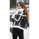 Geaca dama de iarna scurta, tip cojoc, piele eco neagra cu blana alba, Shana 3 - jojofashion.ro