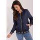 Geaca dama de primavara scurta, din bumbac si fas, bleumarin, matlasata, Bushra 2 - jojofashion.ro