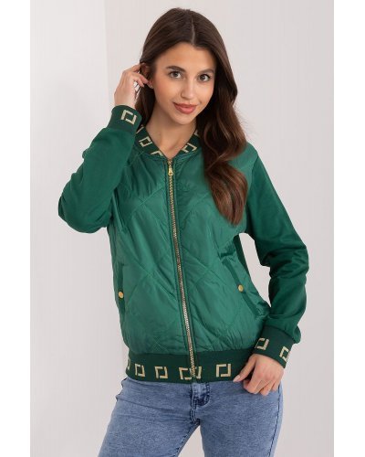Geaca dama de primavara scurta, din bumbac si fas, verde, matlasata, Bushra Geci dama, Geaca dama de primavara scurta, din bumbac si fas, verde, matlasata, Bushra - jojofashion.ro