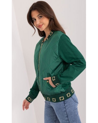 Geaca dama de primavara scurta, din bumbac si fas, verde, matlasata, Bushra Geci dama, Geaca dama de primavara scurta, din bumbac si fas, verde, matlasata, Bushra - jojofashion.ro