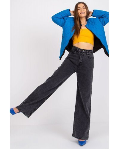 Geaca dama de toamna, din fas, albastra, Anais Geci dama, Geaca dama de toamna, din fas, albastra, Anais - jojofashion.ro