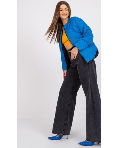 Geaca dama de toamna, din fas, albastra, Anais Geci dama, Geaca dama de toamna, din fas, albastra, Anais - jojofashion.ro