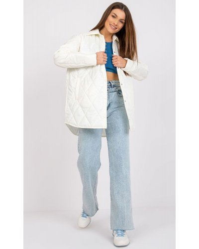 Geaca dama de toamna, matlasata, midi, din fas, ecru, Ronia2 Geci dama, Geaca dama de toamna, matlasata, midi, din fas, ecru, Ronia2 - jojofashion.ro