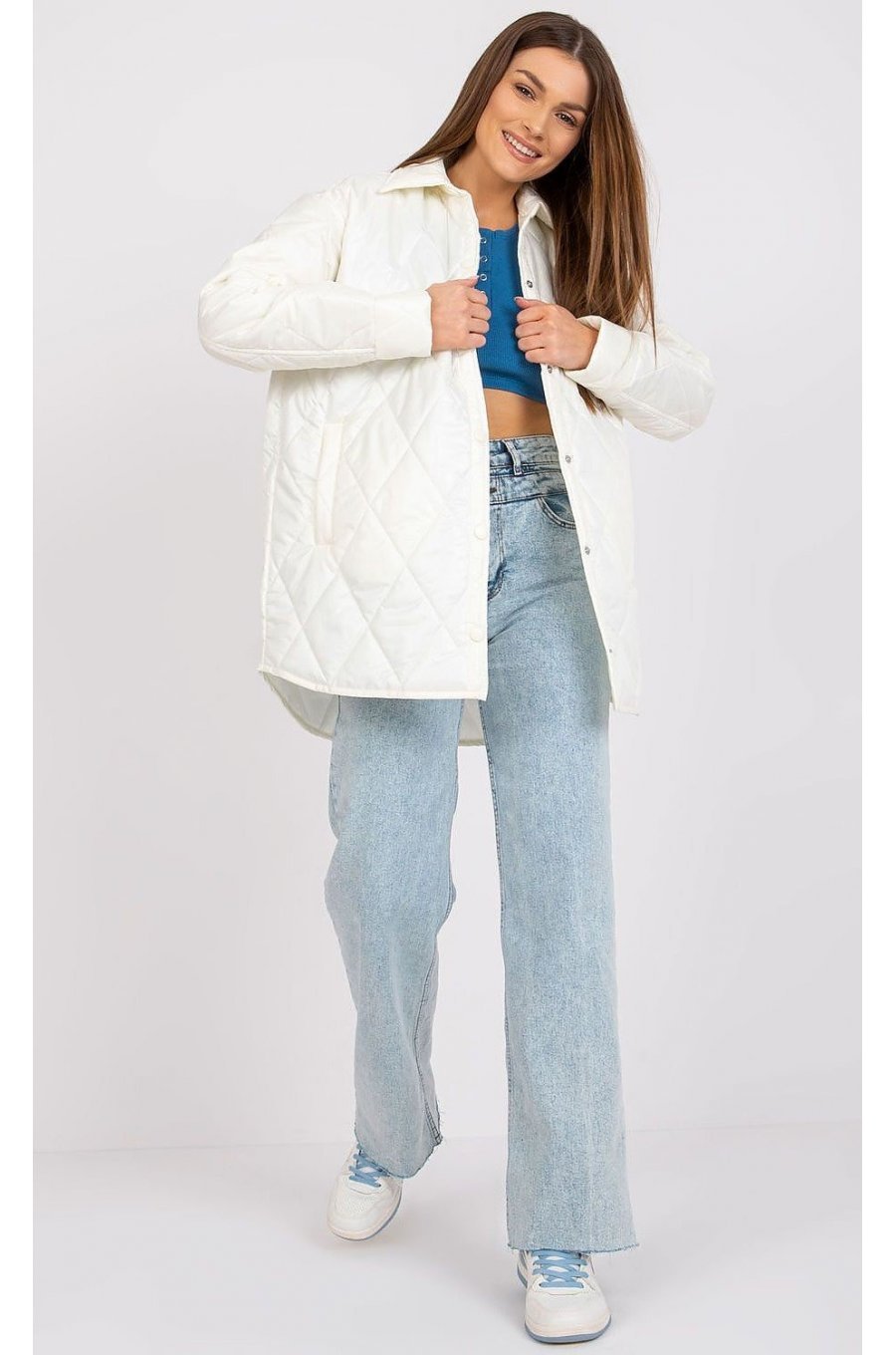 Geaca dama de toamna, matlasata, midi, din fas, ecru, Ronia2 Geaca dama de toamna, matlasata, midi, din fas, ecru, Ronia2 1 - jojofashion.ro