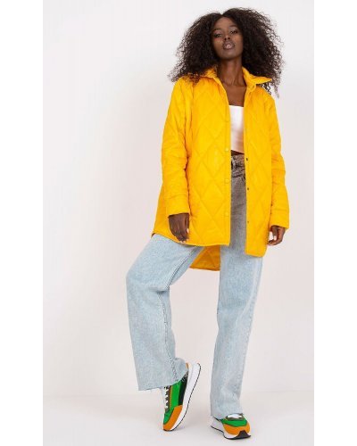 Geaca dama de toamna, matlasata, midi, din fas, galbena, Ronia Geci dama, Geaca dama de toamna, matlasata, midi, din fas, galbena, Ronia - jojofashion.ro