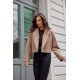 Geaca dama de toamna scurta, cappuccino, cu revere si nasturi mari, Renate 2 - jojofashion.ro
