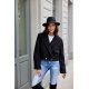 Geaca dama de toamna scurta, neagra, cu revere si nasturi mari, Renate 2 - jojofashion.ro