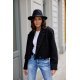 Geaca dama de toamna scurta, neagra, cu revere si nasturi mari, Renate 3 - jojofashion.ro