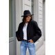 Geaca dama de toamna scurta, neagra, cu revere si nasturi mari, Renate 4 - jojofashion.ro