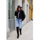 Geaca dama de toamna scurta, neagra, cu revere si nasturi mari, Renate 5 - jojofashion.ro
