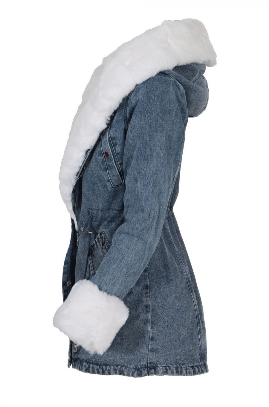 Geaca dama parka din denim albastru cu blanita eco alba Wanda Geaca dama parka din denim albastru cu blanita eco alba Wanda 2 - jojofashion.ro