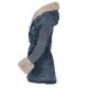 Geaca dama parka din denim albastru cu blanita eco bej Wanda 3 - jojofashion.ro