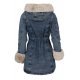 Geaca dama parka din denim albastru cu blanita eco bej Wanda 4 - jojofashion.ro
