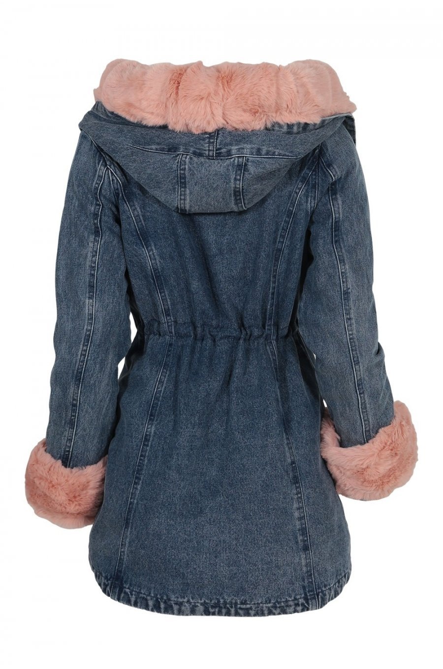 Geaca dama parka din denim albastru cu blanita eco roz Wanda Geaca dama parka din denim albastru cu blanita eco roz Wanda 4 - jojofashion.ro