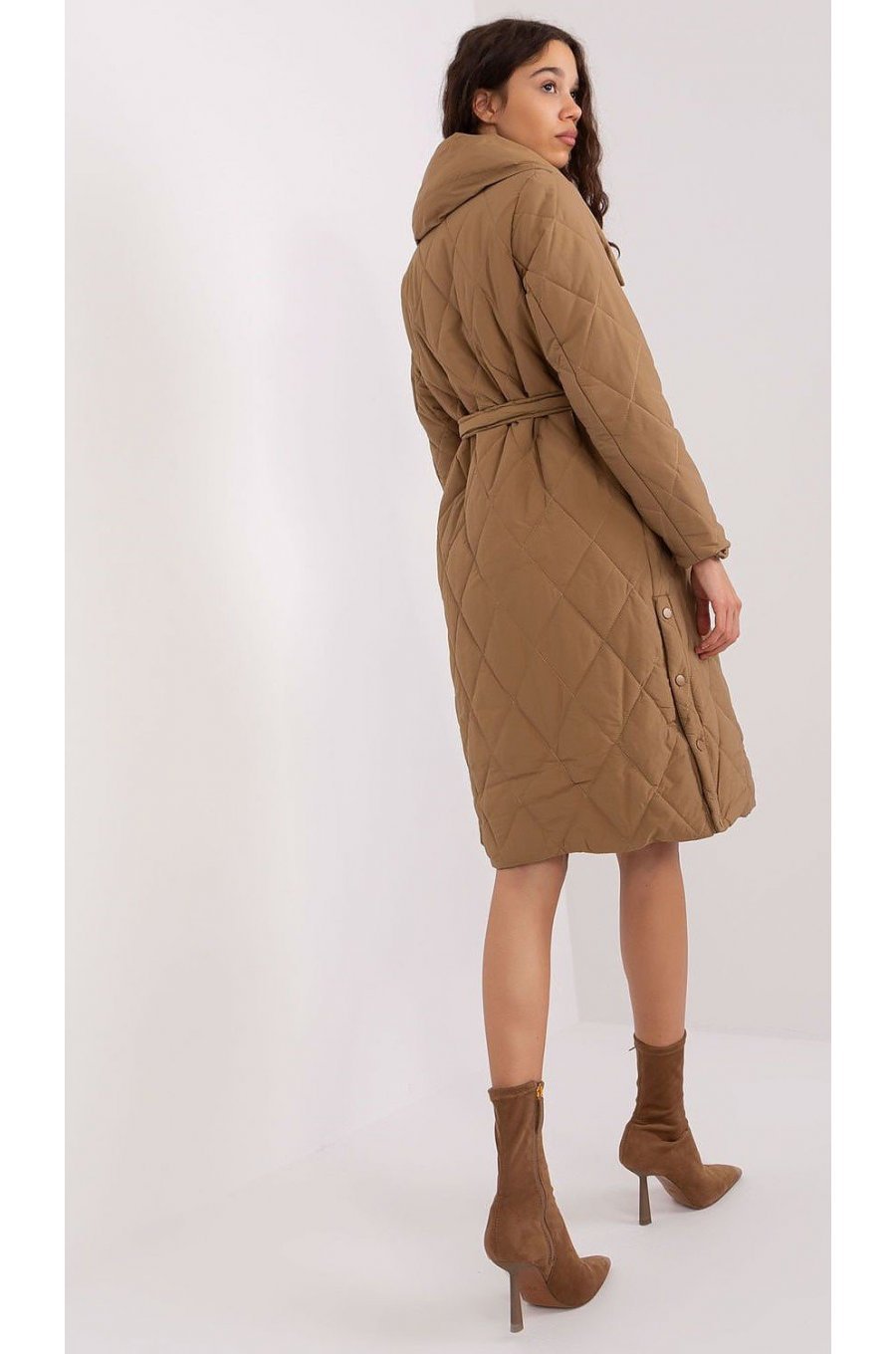 Geaca dama parka matlasata, maro, cu guler inalt, Rhoxa Geaca dama parka matlasata, maro, cu guler inalt, Rhoxa 2 - jojofashion.ro