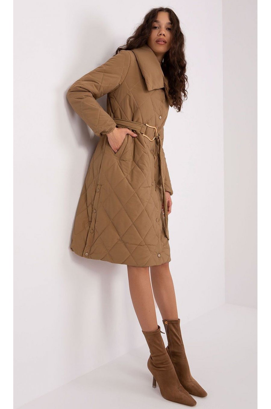 Geaca dama parka matlasata, maro, cu guler inalt, Rhoxa Geaca dama parka matlasata, maro, cu guler inalt, Rhoxa 3 - jojofashion.ro