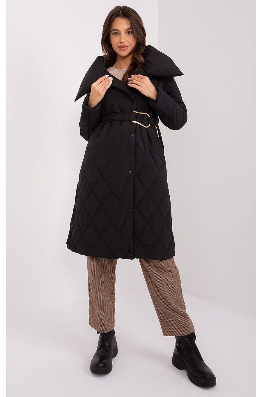 Geaca dama parka matlasata, neagra, cu guler inalt, Rhoxa Geaca dama parka matlasata, neagra, cu guler inalt, Rhoxa 1 - jojofashion.ro
