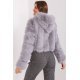 Geaca dama scurta, din blana eco, gri, cu gluga, Lubelle6 Geaca dama scurta, din blana eco, gri, cu gluga, Lubelle6 4 - jojofashion.ro