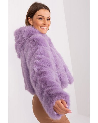 Geaca dama scurta, din blana eco, lila, cu gluga, Lubelle4 Geci dama, Geaca dama scurta, din blana eco, lila, cu gluga, Lubelle4 - jojofashion.ro