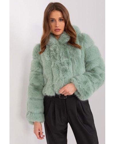 Geaca dama scurta, din blana eco, menta, cu gluga, Lubelle10 Geci dama, Geaca dama scurta, din blana eco, menta, cu gluga, Lubelle10 - jojofashion.ro