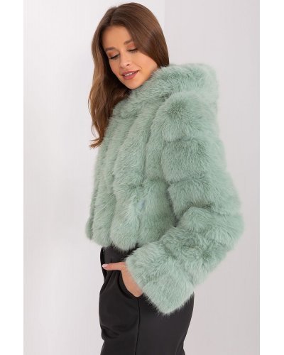 Geaca dama scurta, din blana eco, menta, cu gluga, Lubelle10 Geci dama, Geaca dama scurta, din blana eco, menta, cu gluga, Lubelle10 - jojofashion.ro