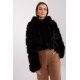 Geaca dama scurta, din blana eco, neagra, cu gluga, Lubelle 2 - jojofashion.ro