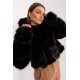 Geaca dama scurta, din blana eco, neagra, cu gluga, Lubelle 3 - jojofashion.ro