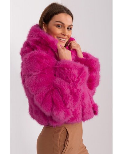 Geaca dama scurta, din blana eco, roz fucsia, cu gluga, Lubelle2 Geci dama, Geaca dama scurta, din blana eco, roz fucsia, cu gluga, Lubelle2 - jojofashion.ro