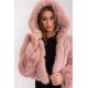 Geaca dama scurta, din blana eco, roz prafuit, cu gluga, Lubelle5 Geaca dama scurta, din blana eco, roz prafuit, cu gluga, Lubelle5 2 - jojofashion.ro